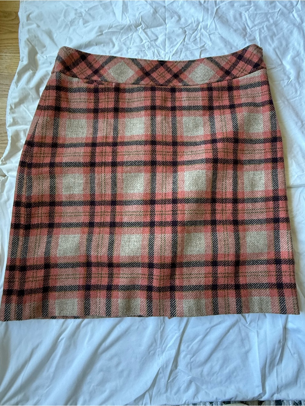 L.L. Bean Pink and Cream Plaid Mini Skirt with purple accent